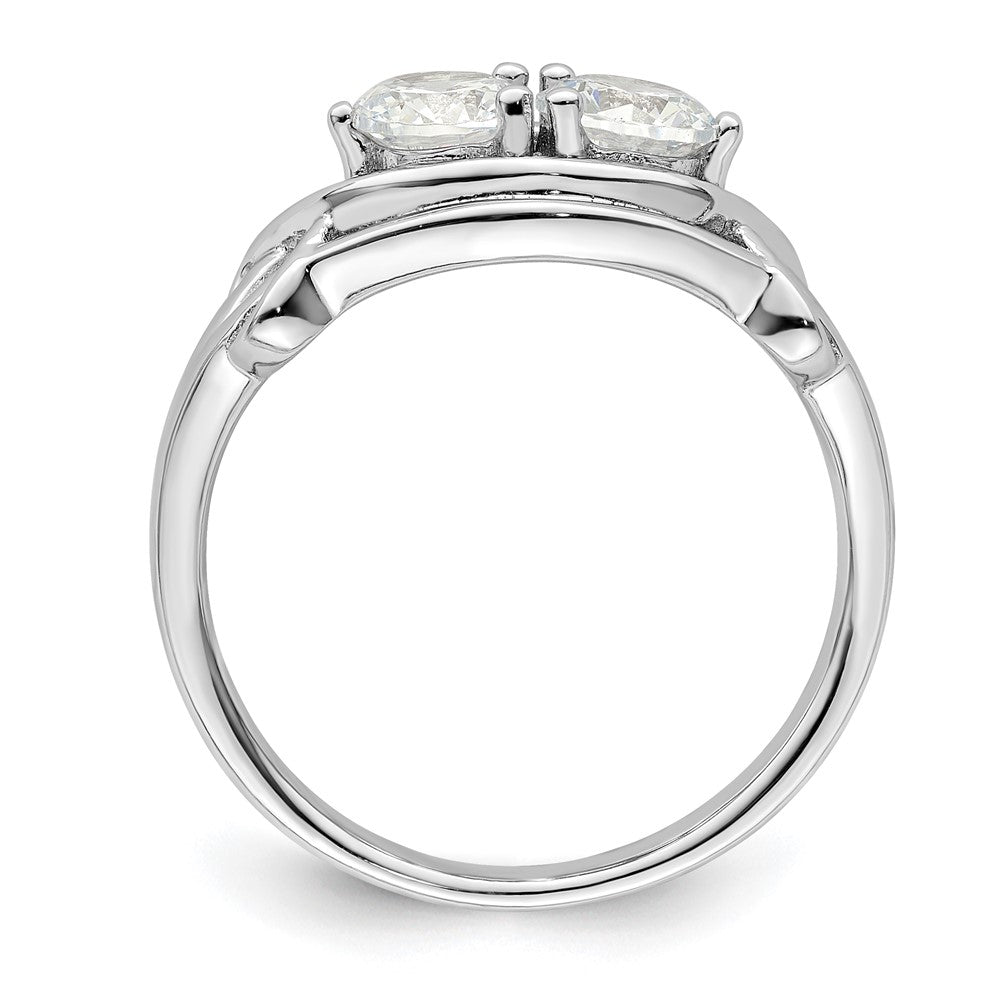 Sterling Silver Rhodium Plated Cz Ring