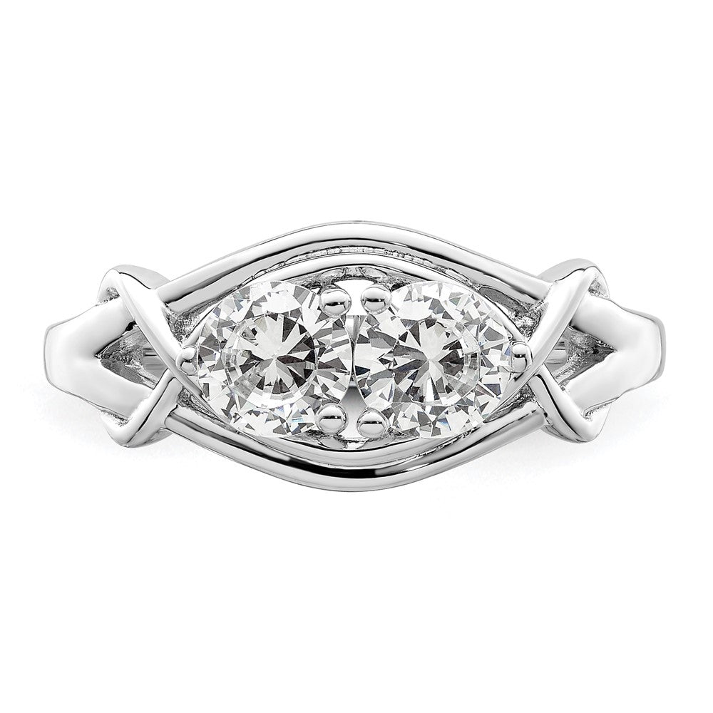 Sterling Silver Rhodium Plated Cz Ring