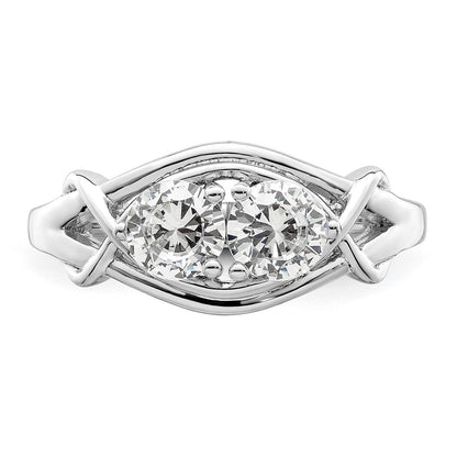 Sterling Silver Rhodium Plated Cz Ring