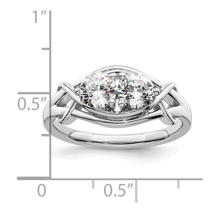 Sterling Silver Rhodium Plated Cz Ring