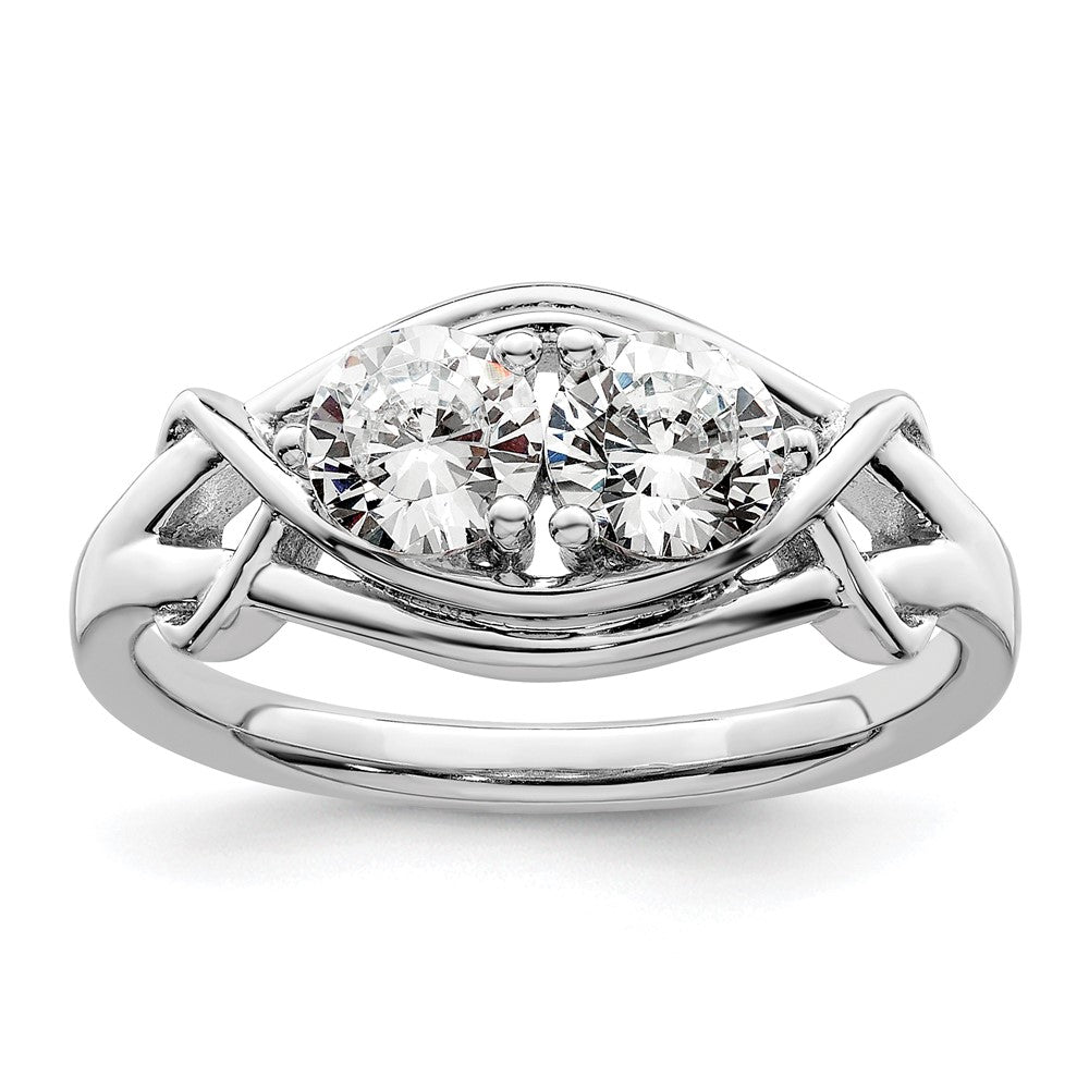 Sterling Silver Rhodium Plated Cz Ring