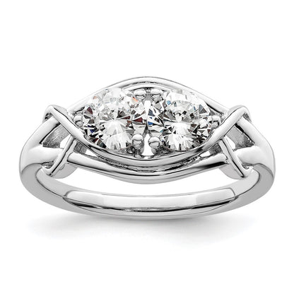 Sterling Silver Rhodium Plated Cz Ring