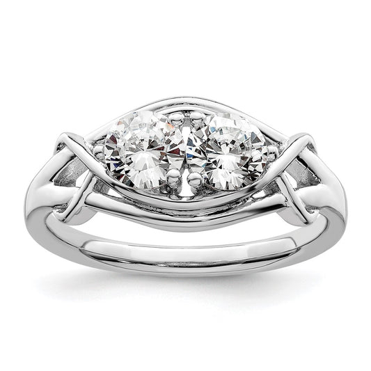 Sterling Silver Rhodium Plated Cz Ring