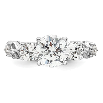 Sterling Silver Rhodium Plated Three Stone Cz Ring