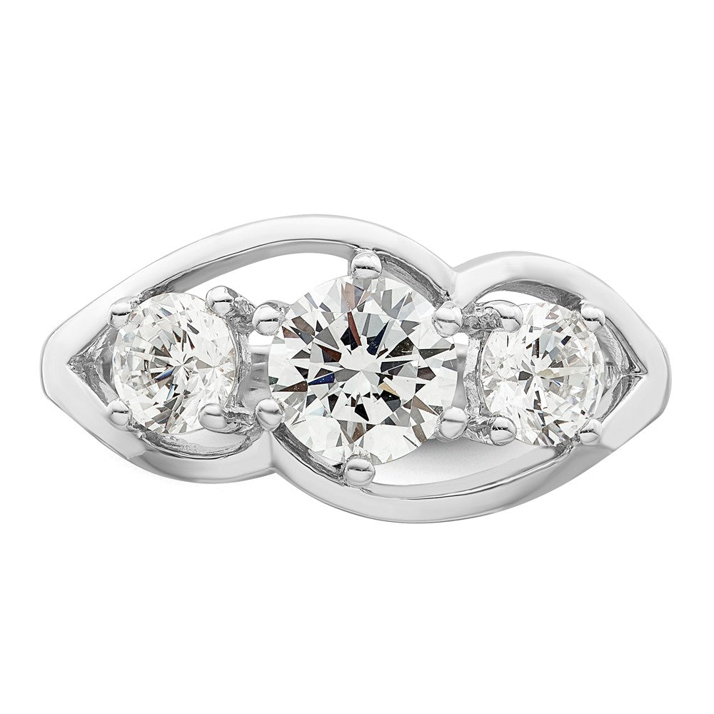 Sterling Silver Rhodium Plated Three Stone Twist Cz Ring
