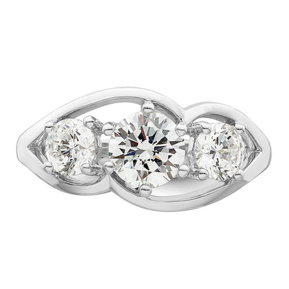 Sterling Silver Rhodium Plated Three Stone Twist Cz Ring