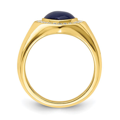 Sterling Silver Gold Tone Cz & Created Lapis Lazuli Heart Ring