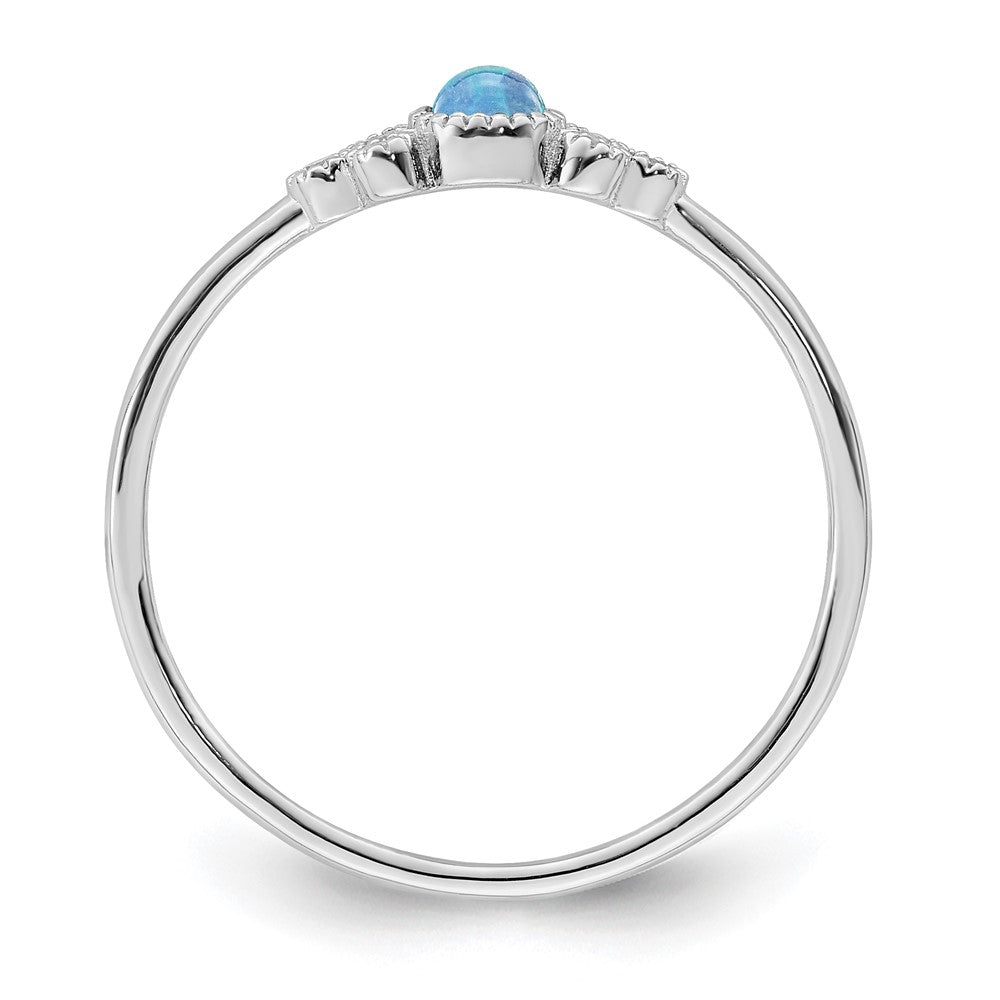 Sterling Silver Rhodium Plated Polished Lab Created Blue Opal Ring