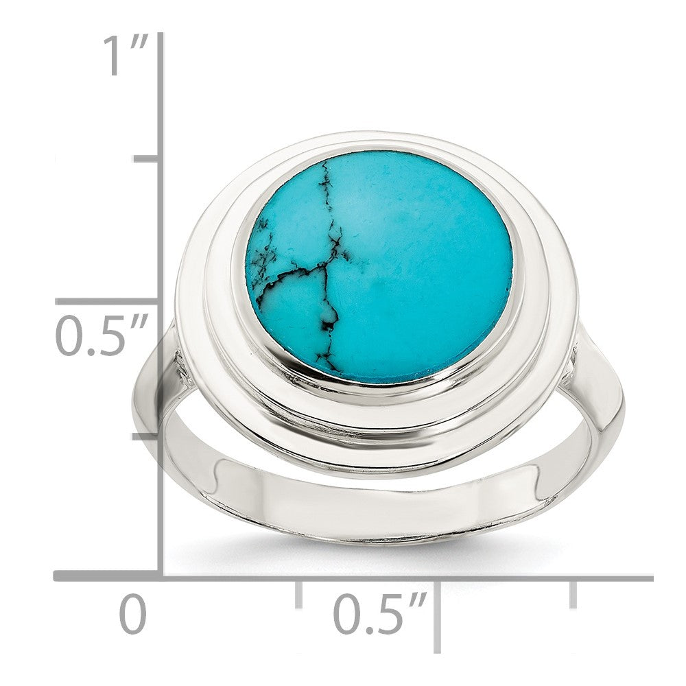 Sterling Silver Polished Round Imitation Turquoise Ring