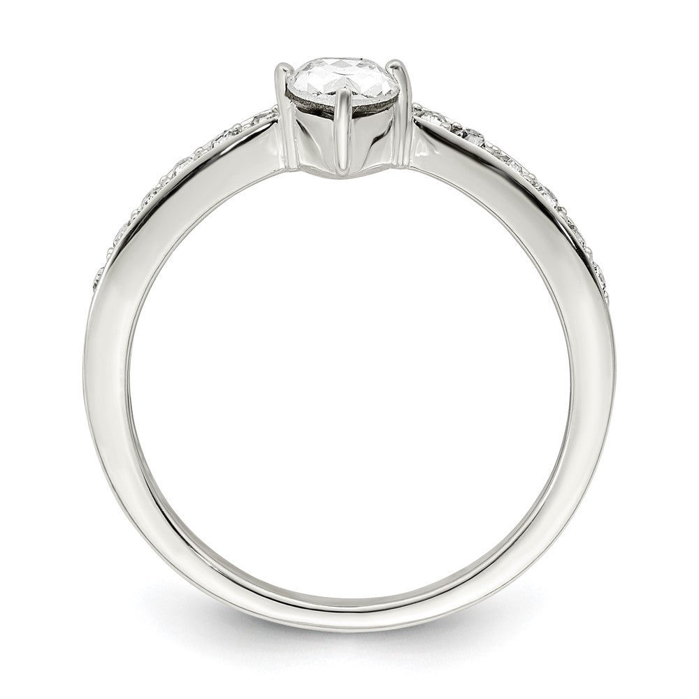 Sterling Silver Cz & Chinese Crystal Teardrop Ring