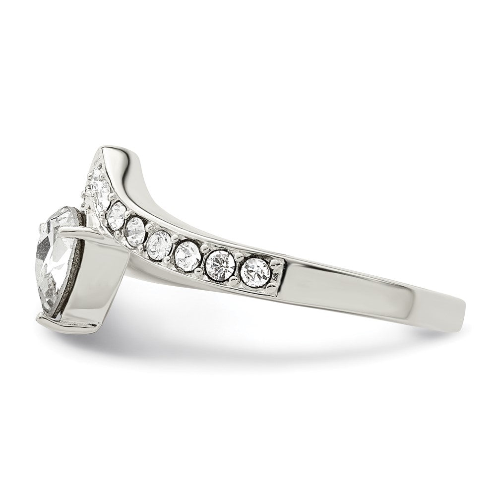 Sterling Silver Cz & Chinese Crystal Teardrop Ring
