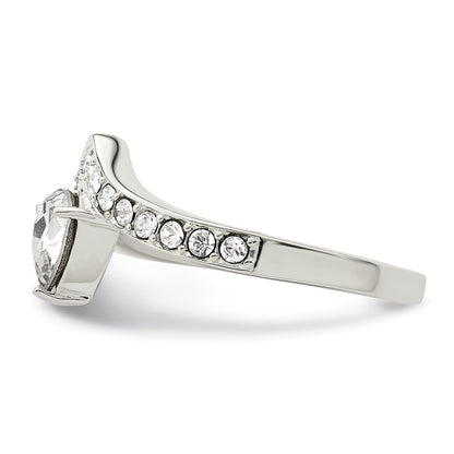 Sterling Silver Cz & Chinese Crystal Teardrop Ring