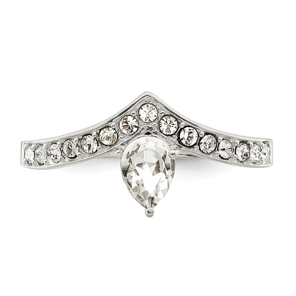 Sterling Silver Cz & Chinese Crystal Teardrop Ring
