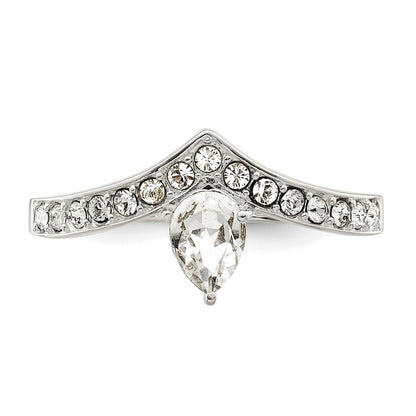 Sterling Silver Cz & Chinese Crystal Teardrop Ring