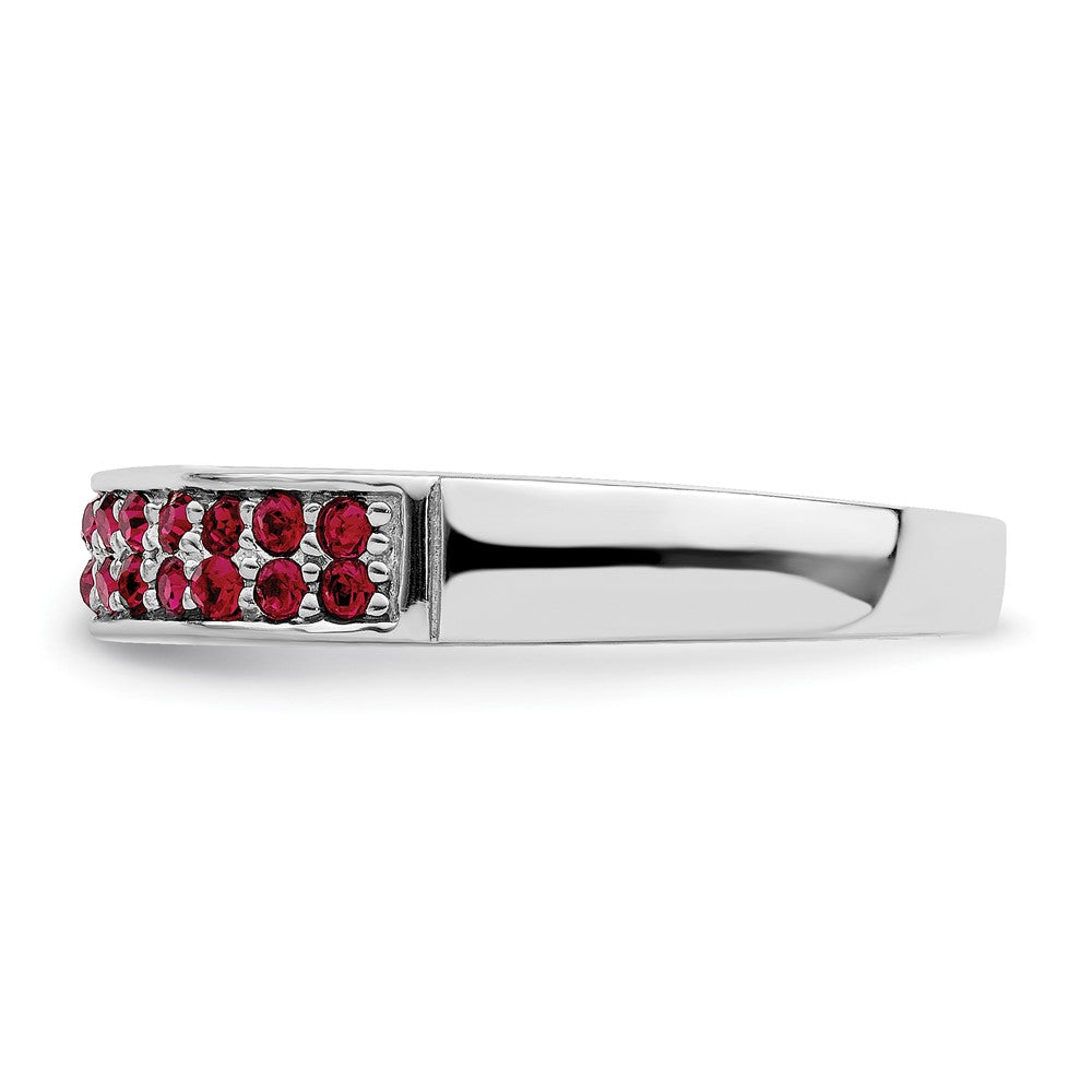 Sterling Silver Rhodium Plated Polished Red Crystal Ring