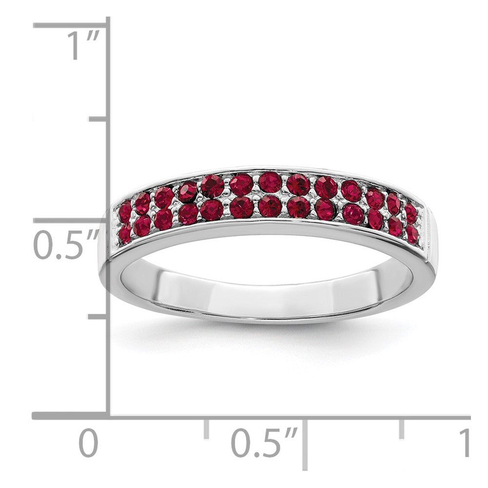 Sterling Silver Rhodium Plated Polished Red Crystal Ring