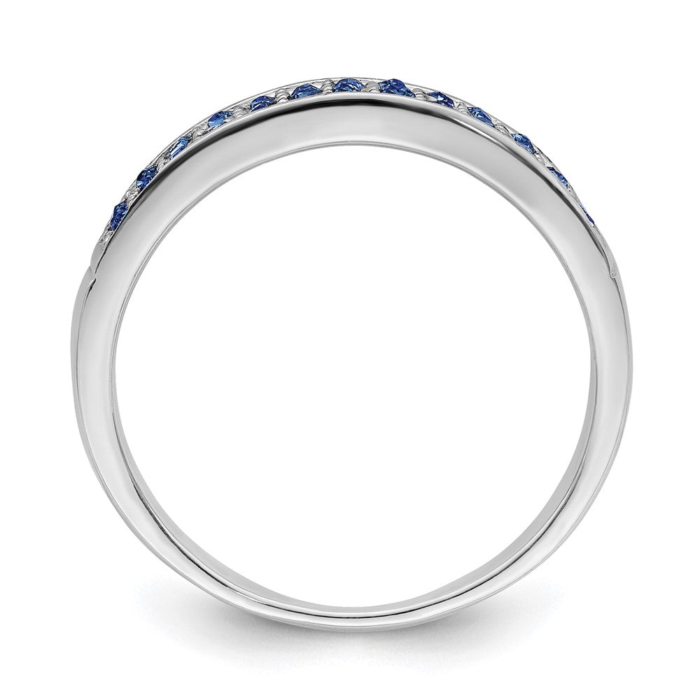Sterling Silver Rhodium Plated Polished Blue Crystal Ring