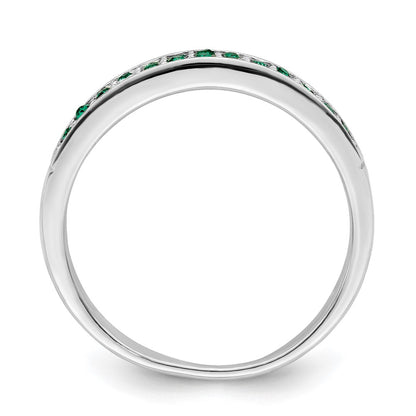 Sterling Silver Rhodium Plated Polished Green Crystal Ring