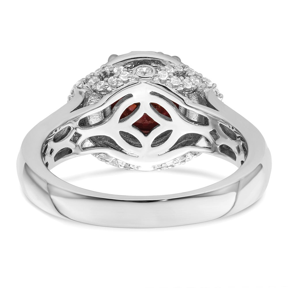 Sterling Silver Rhodium Plated Smoky Pink & White Cz Ring