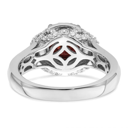 Sterling Silver Rhodium Plated Smoky Pink & White Cz Ring