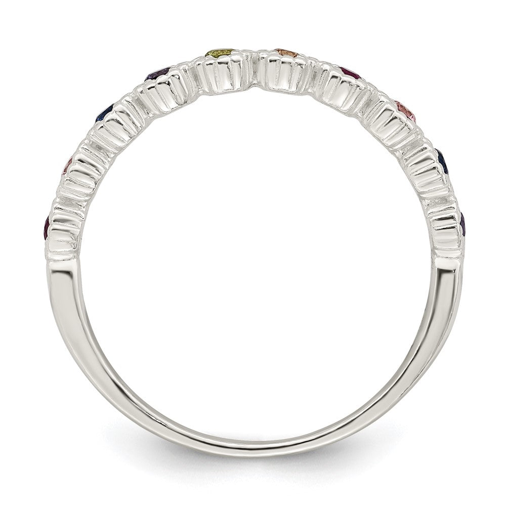 Sterling Silver Polished Rainbow Cz Ring