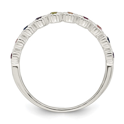 Sterling Silver Polished Rainbow Cz Ring