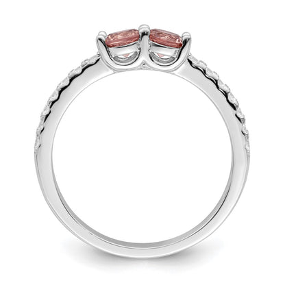 Sterling Silver Rhodium Plated Pink Cz Ring