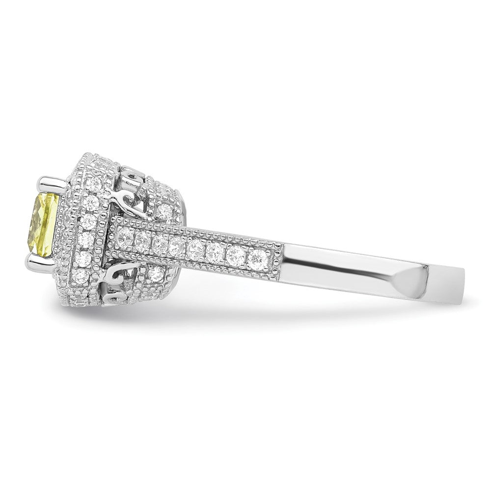 Sterling Silver Rhodium Plated White And Yellow Cz Ring