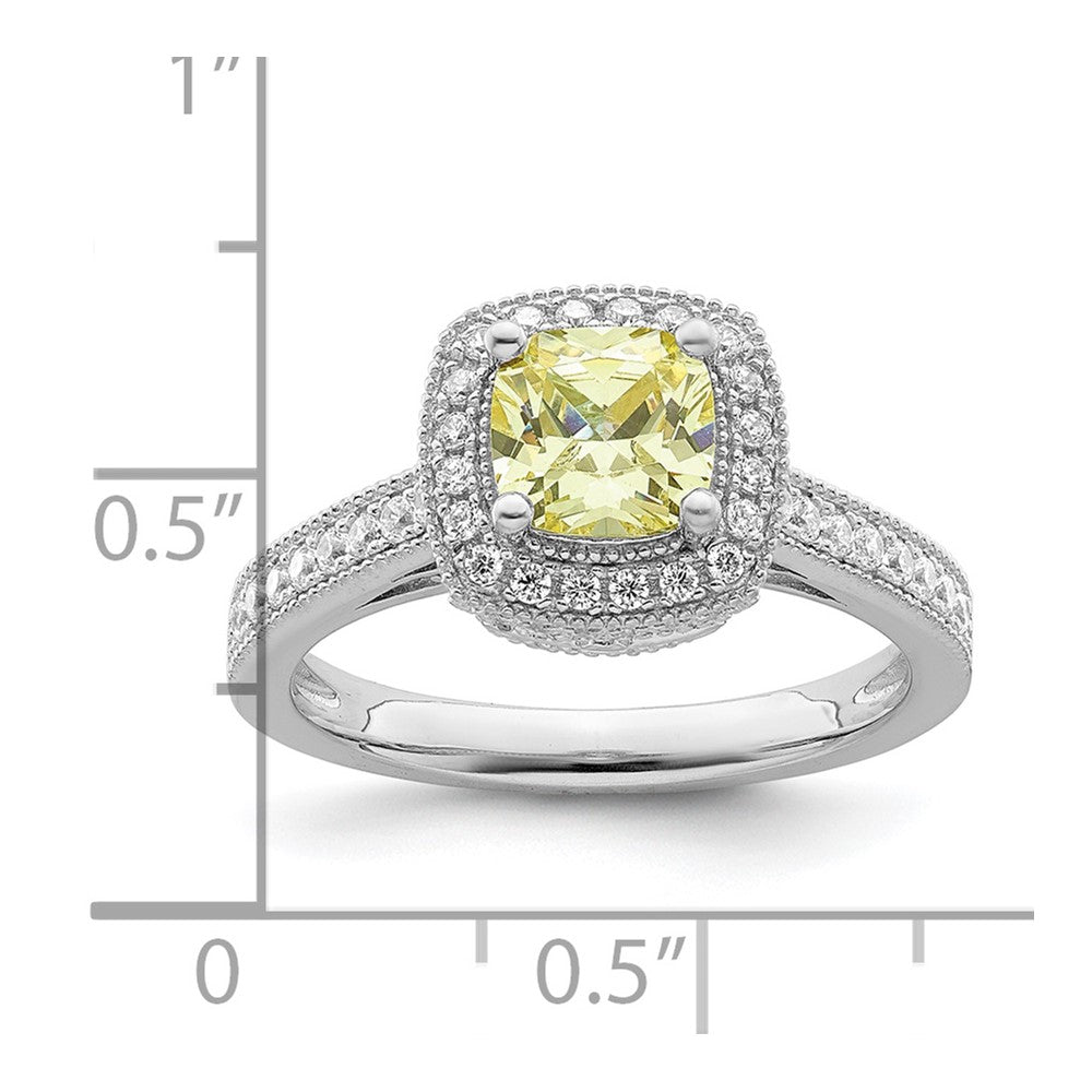 Sterling Silver Rhodium Plated White And Yellow Cz Ring