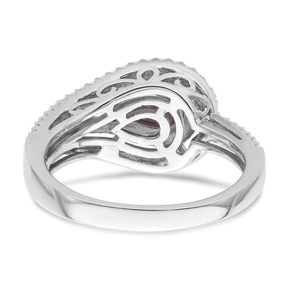 Sterling Silver Rhodium Plated Purple Cz Ring