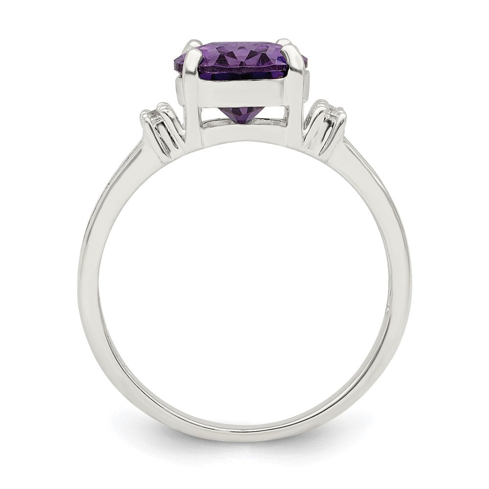 Sterling Silver Purple/Clear Cz Ring