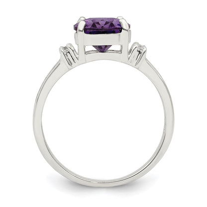 Sterling Silver Purple/Clear Cz Ring