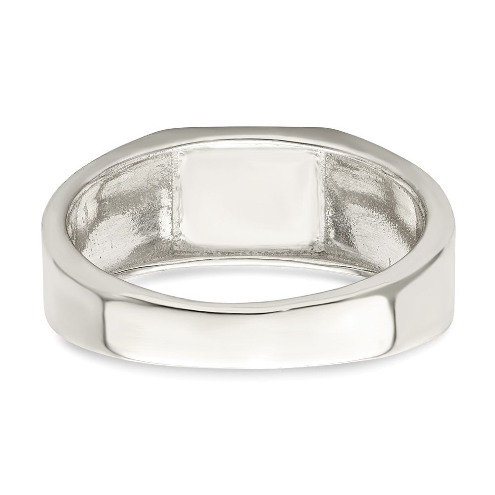 Sterling Silver Rhodium Plated Enameled Cross Ring