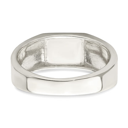 Sterling Silver Rhodium Plated Enameled Cross Ring