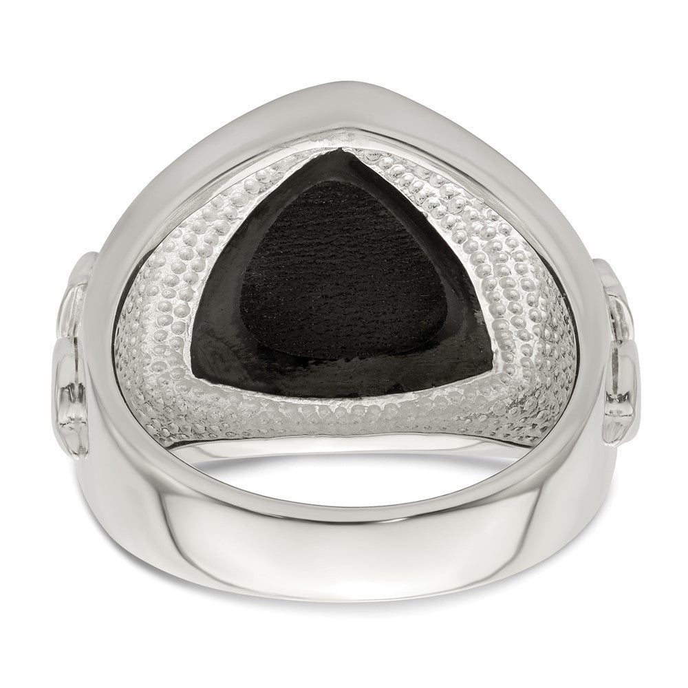 Sterling Silver .03Ruby/Black Agate Fleur De Lis Ring