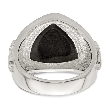 Sterling Silver .03Ruby/Black Agate Fleur De Lis Ring