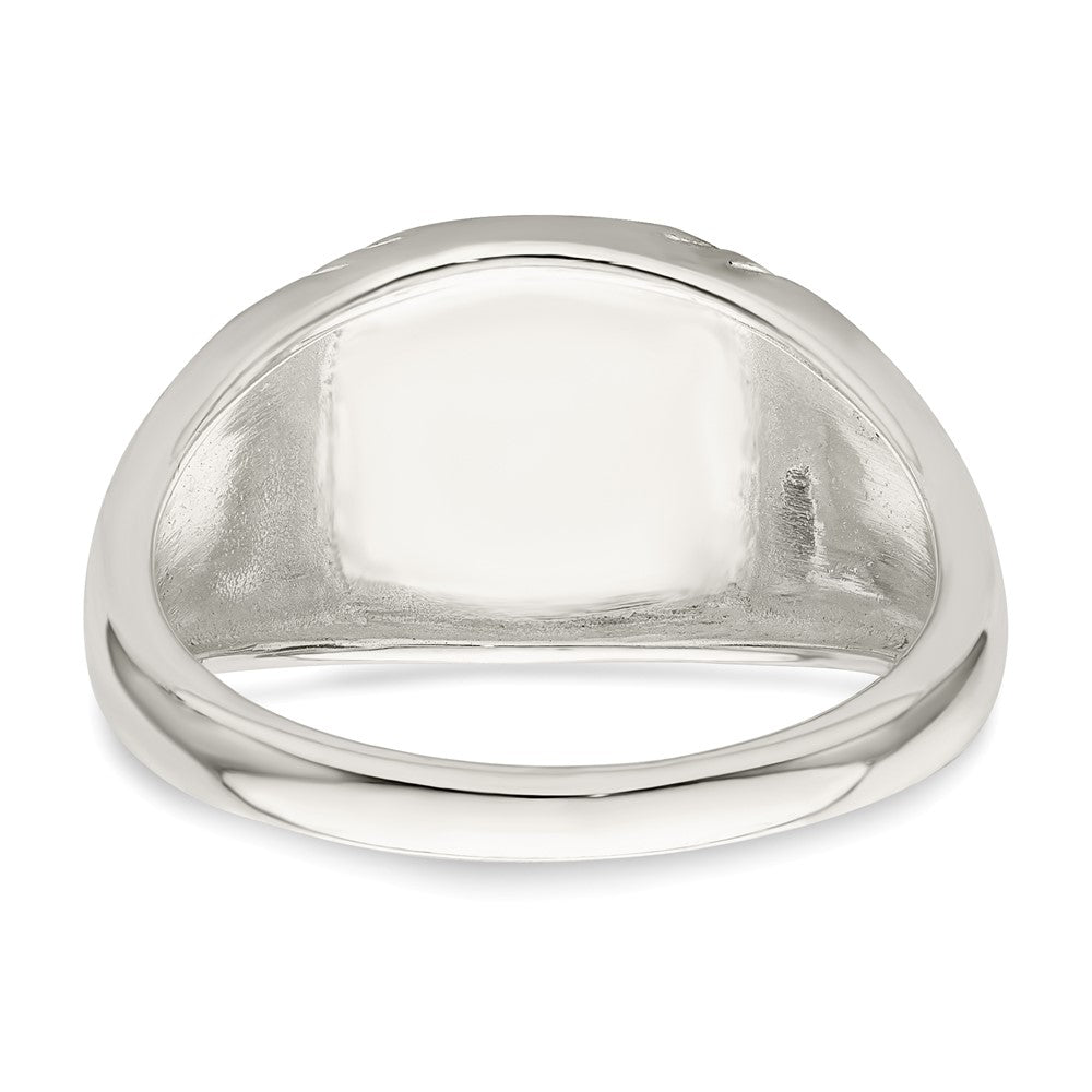 Sterling Silver Black Enameled Mens Skull And Crossbones Ring