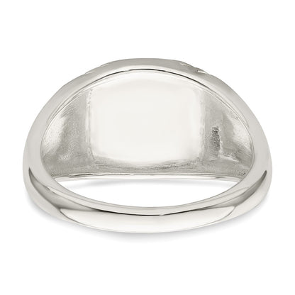 Sterling Silver Black Enameled Mens Skull And Crossbones Ring