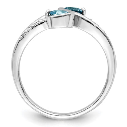 Sterling Silver Rhod Plated .8T.W. Lsbt/White Topaz Swirl Ring