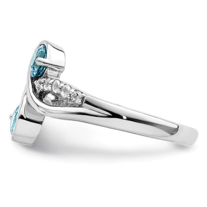 Sterling Silver Rhod Plated .8T.W. Lsbt/White Topaz Swirl Ring