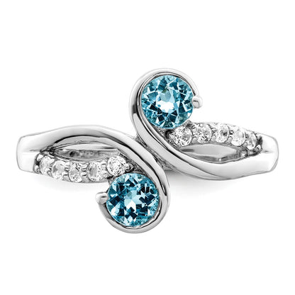 Sterling Silver Rhod Plated .8T.W. Lsbt/White Topaz Swirl Ring