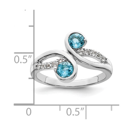 Sterling Silver Rhod Plated .8T.W. Lsbt/White Topaz Swirl Ring