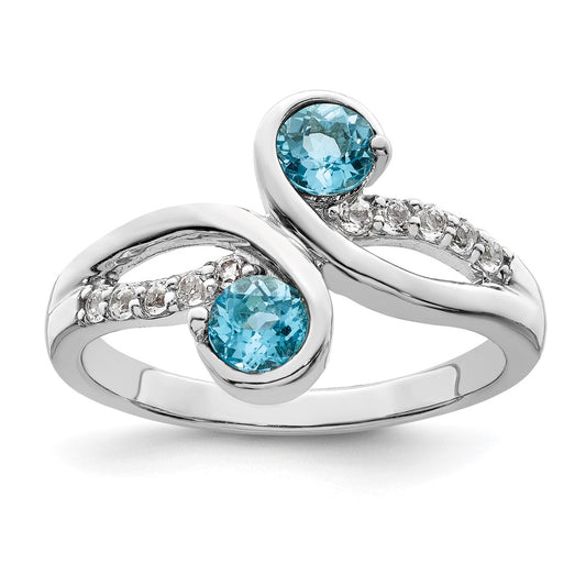 Sterling Silver Rhod Plated .8T.W. Lsbt/White Topaz Swirl Ring