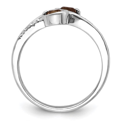 Sterling Silver Ss Rhod Plated .6T.W. Smoky Quartz & White Topaz Swirl Ring
