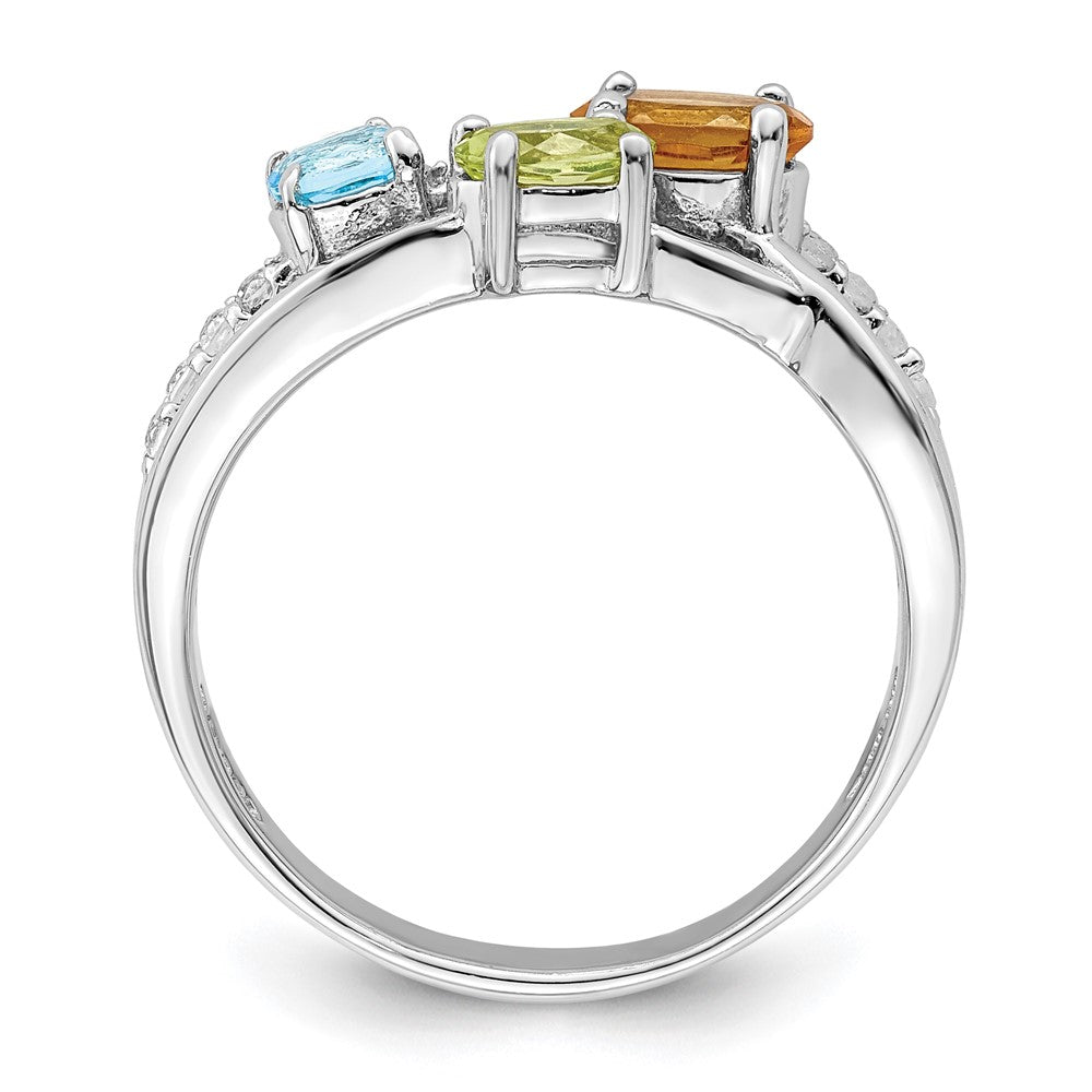 Sterling Silver Rh Plated 1.09T.W. Ci/Pe/Lsbt/Wt Ring