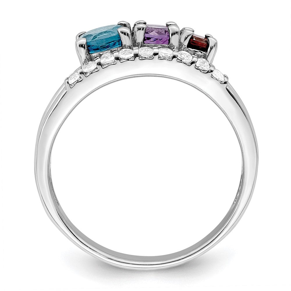 Sterling Silver Rh Plated 1.12T.W. Lsbt/Am/Ga/Wt Ring