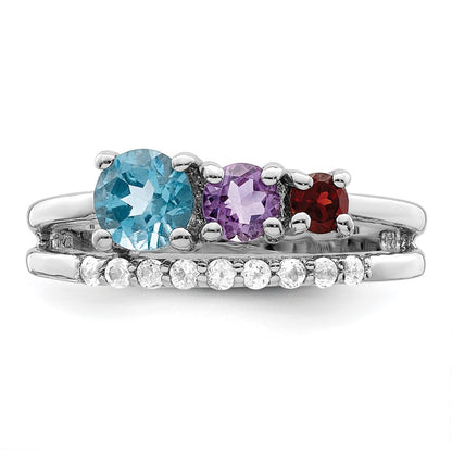 Sterling Silver Rh Plated 1.12T.W. Lsbt/Am/Ga/Wt Ring