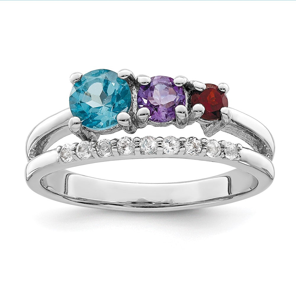 Sterling Silver Rh Plated 1.12T.W. Lsbt/Am/Ga/Wt Ring