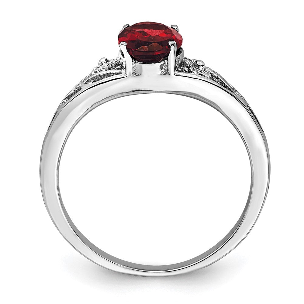 Sterling Silver Rhodium Plated Garnet Ring