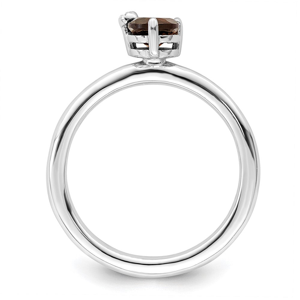 Sterling Silver Rhodium Plated Polished Smoky Quartz & White Topaz Ring
